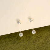 Adjusta-Drop Duo Studs Solid 14 K / 18 K Gold Lab Diamond 2-in-1 Jacket Earrings